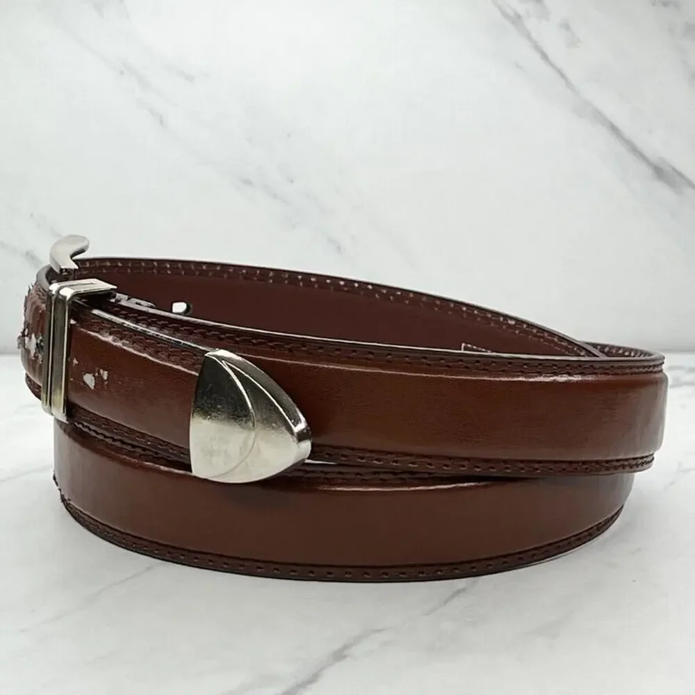 Brown Distressed Genuine Leather Belt Size 38 Mens